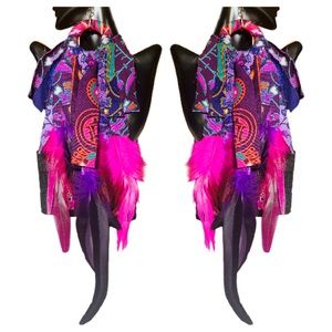 Boho Earrings Handmade Statement Earrings 10”